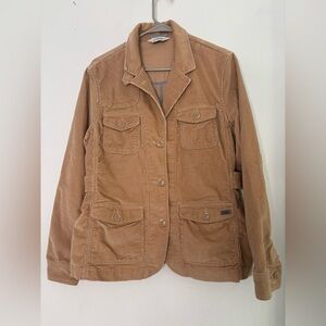 L.L. BEAN VINTAGE TAN CORDUROY BUTTON UP JACKET HOUSE COAT SZ MEDIUM